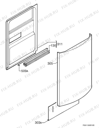 Взрыв-схема посудомоечной машины Rosenlew RW5500 - Схема узла Door 003